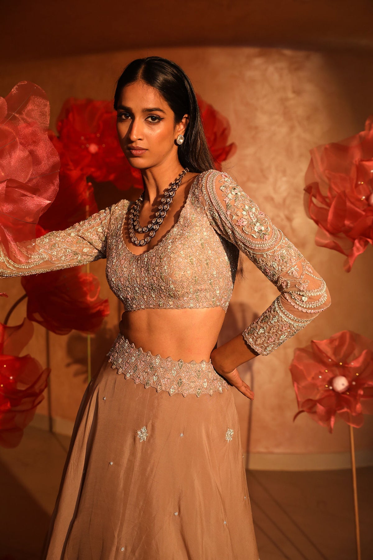 Chic cholocate brown lehenga set