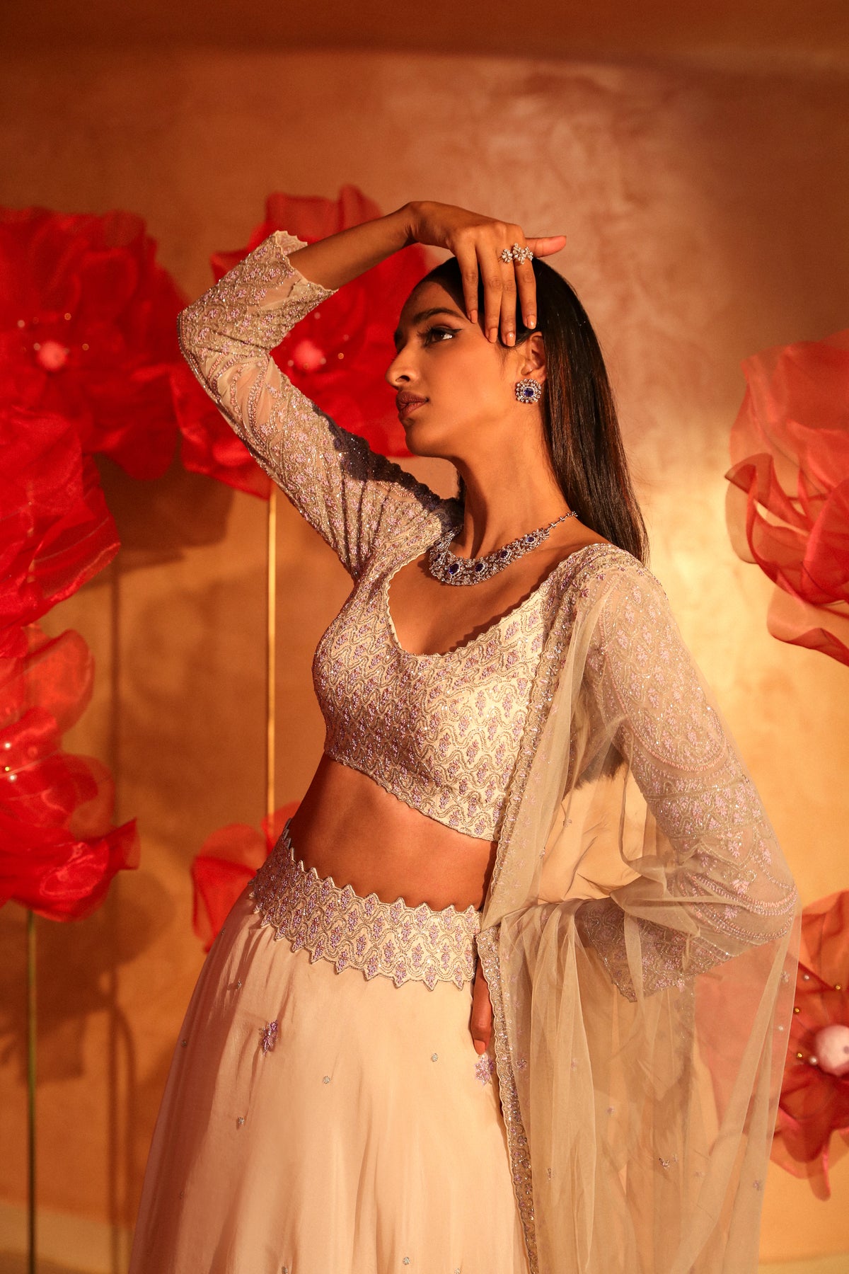 Glamarous ivory lehenga set