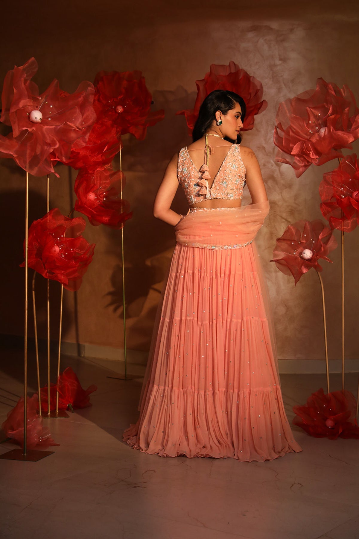 Pristine peach lehenga set