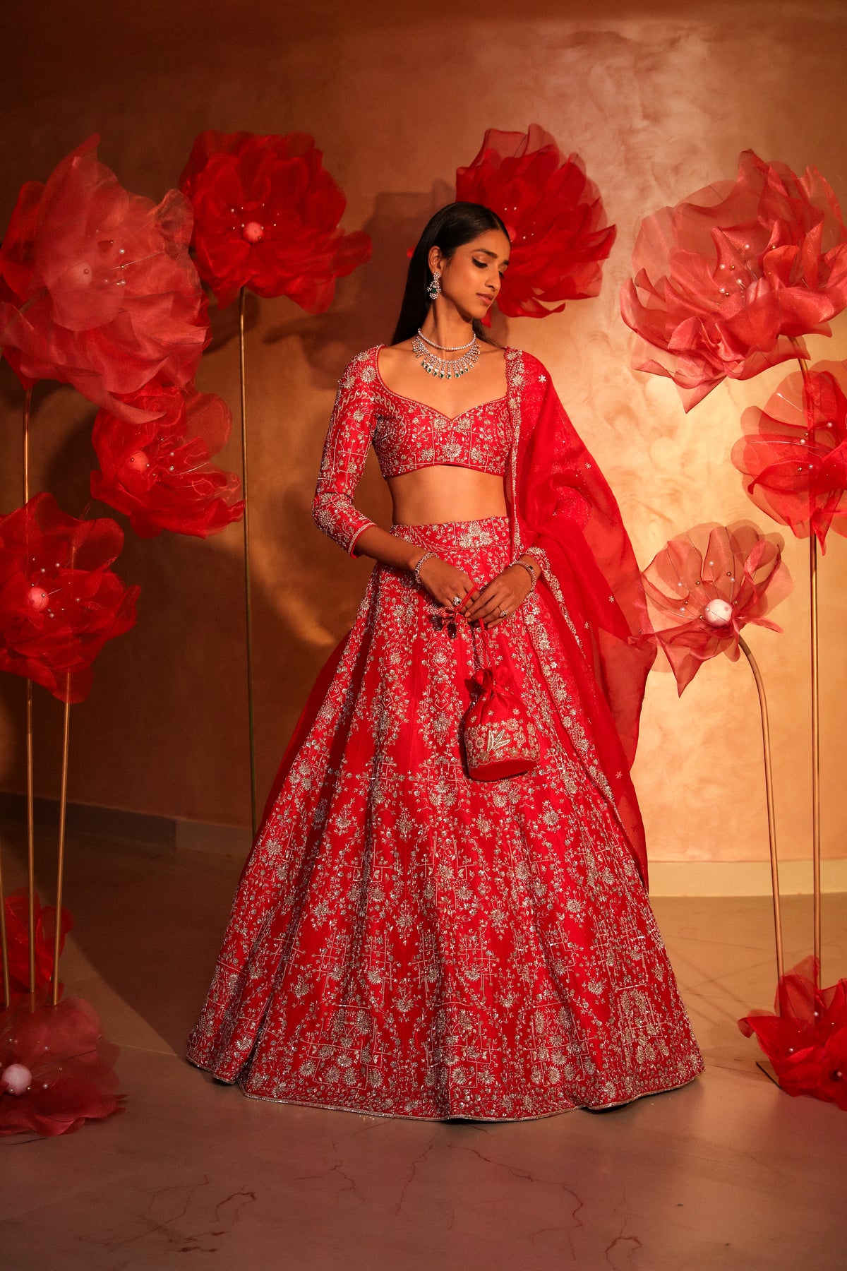 Royal red bridal lehenga set