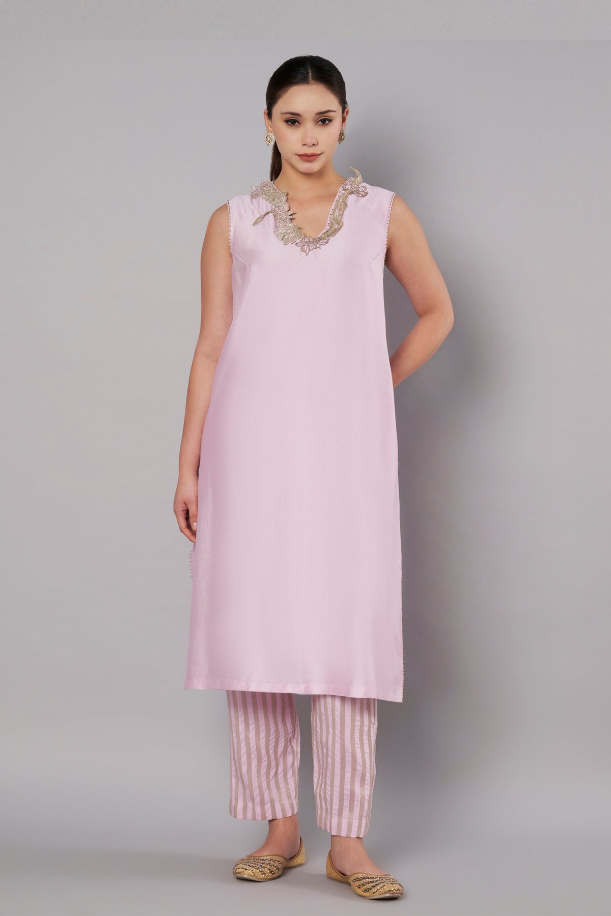 Open Bloom Pastel Lilac Kurta Set