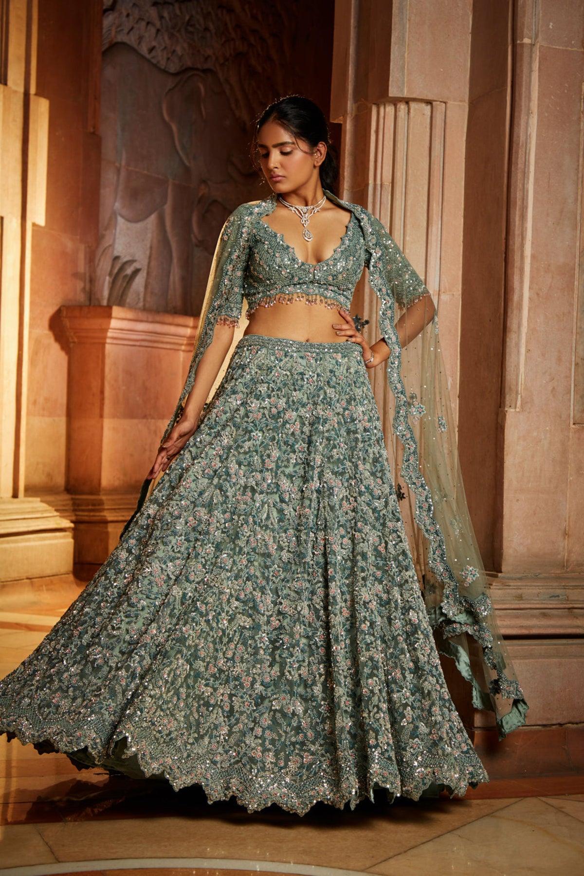Sage Green Lehenga Choli Set