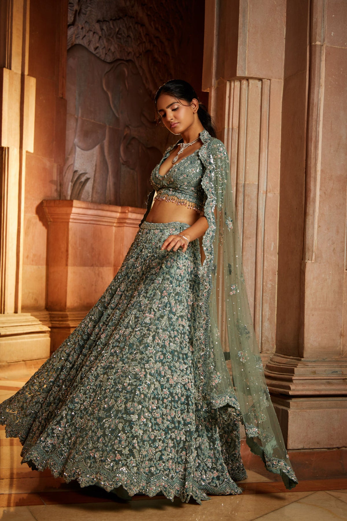 Sage Green Lehenga Choli Set