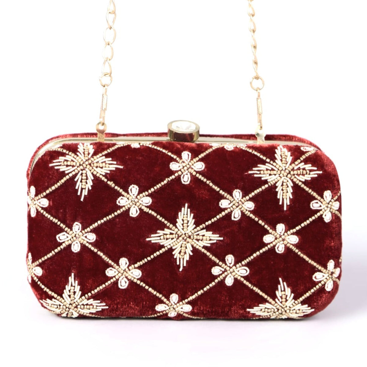 Maroon eternal velvet clutch