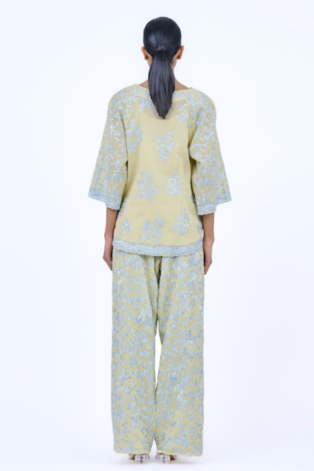 Yellow &amp; Blue Threadwork Top