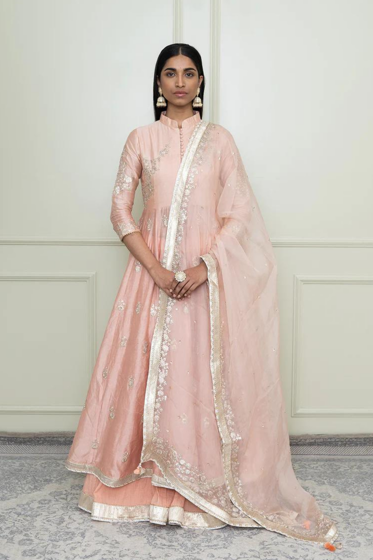 Pearl pink- taveshi anarkali set