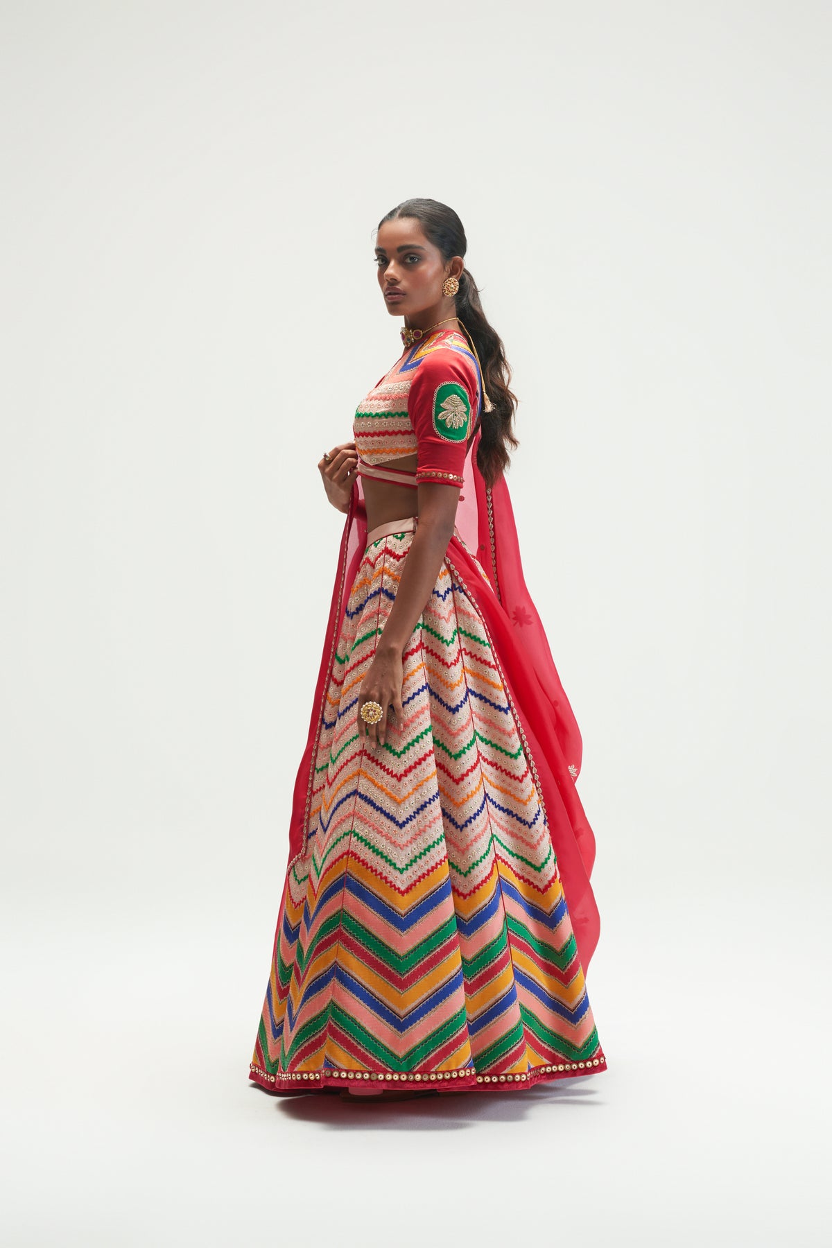 Amer Stripe Lehenga Set