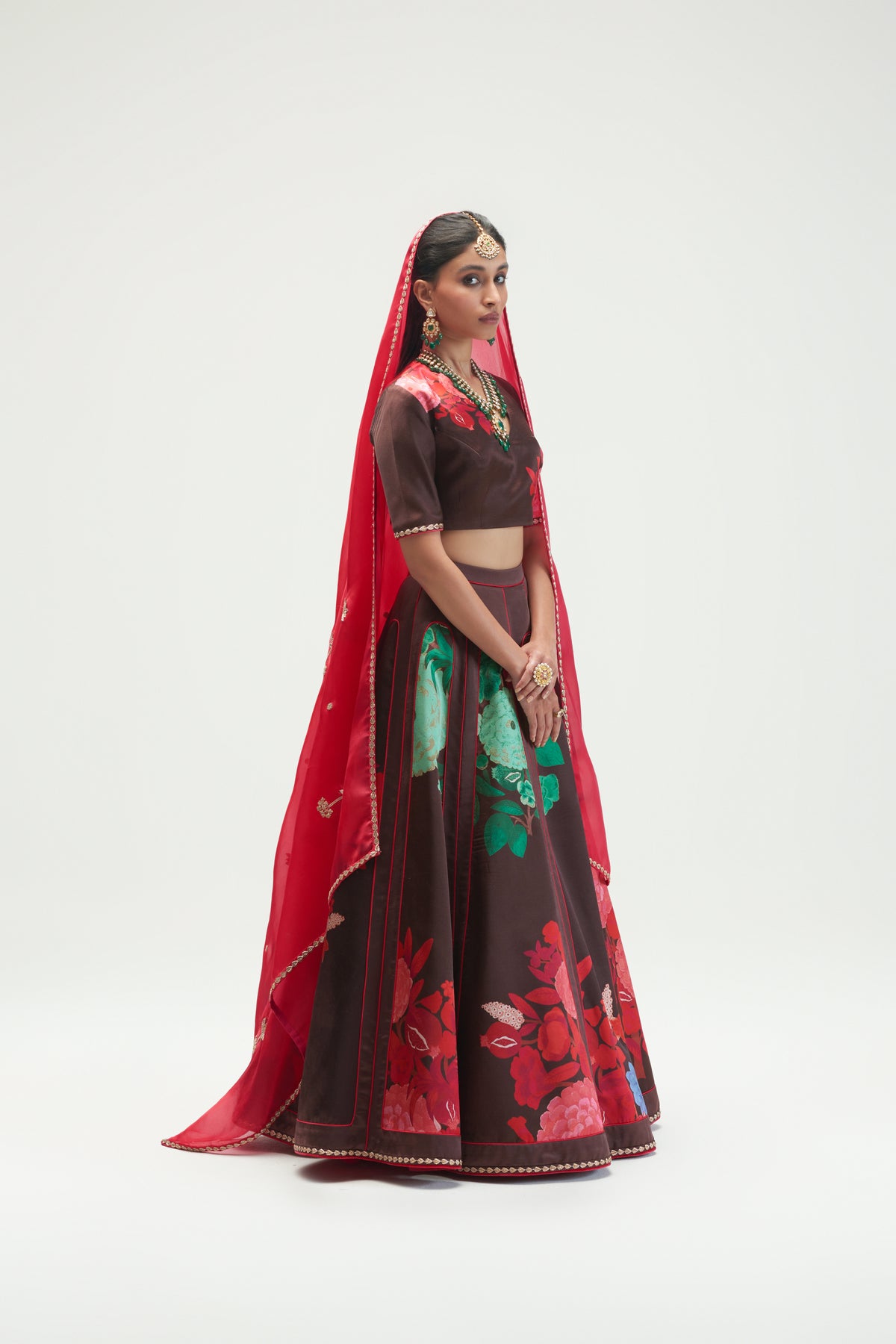 Nahar Mud Brown Lehenga Set
