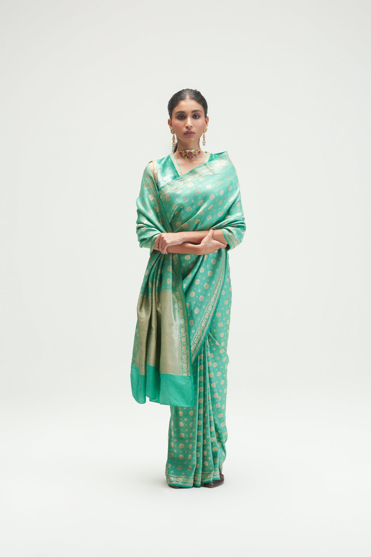 Amaltas Sea Mint Saree