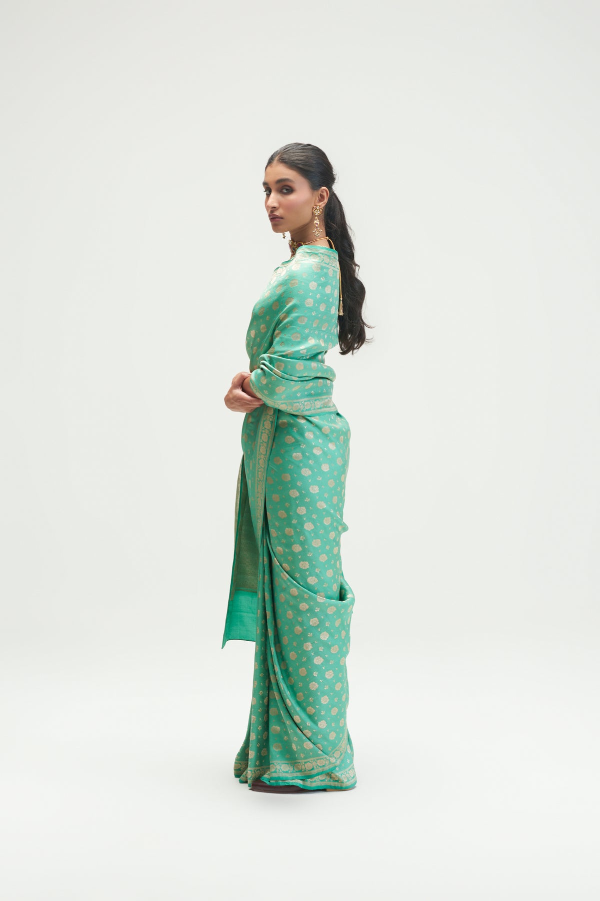 Amaltas Sea Mint Saree