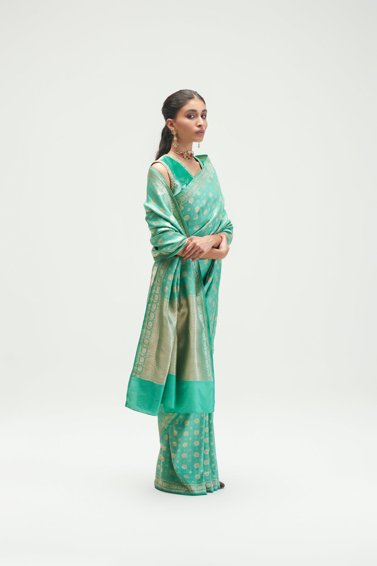 Amaltas Sea Mint Saree