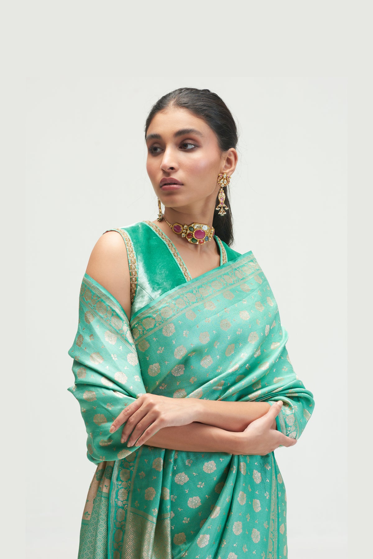 Amaltas Sea Mint Saree