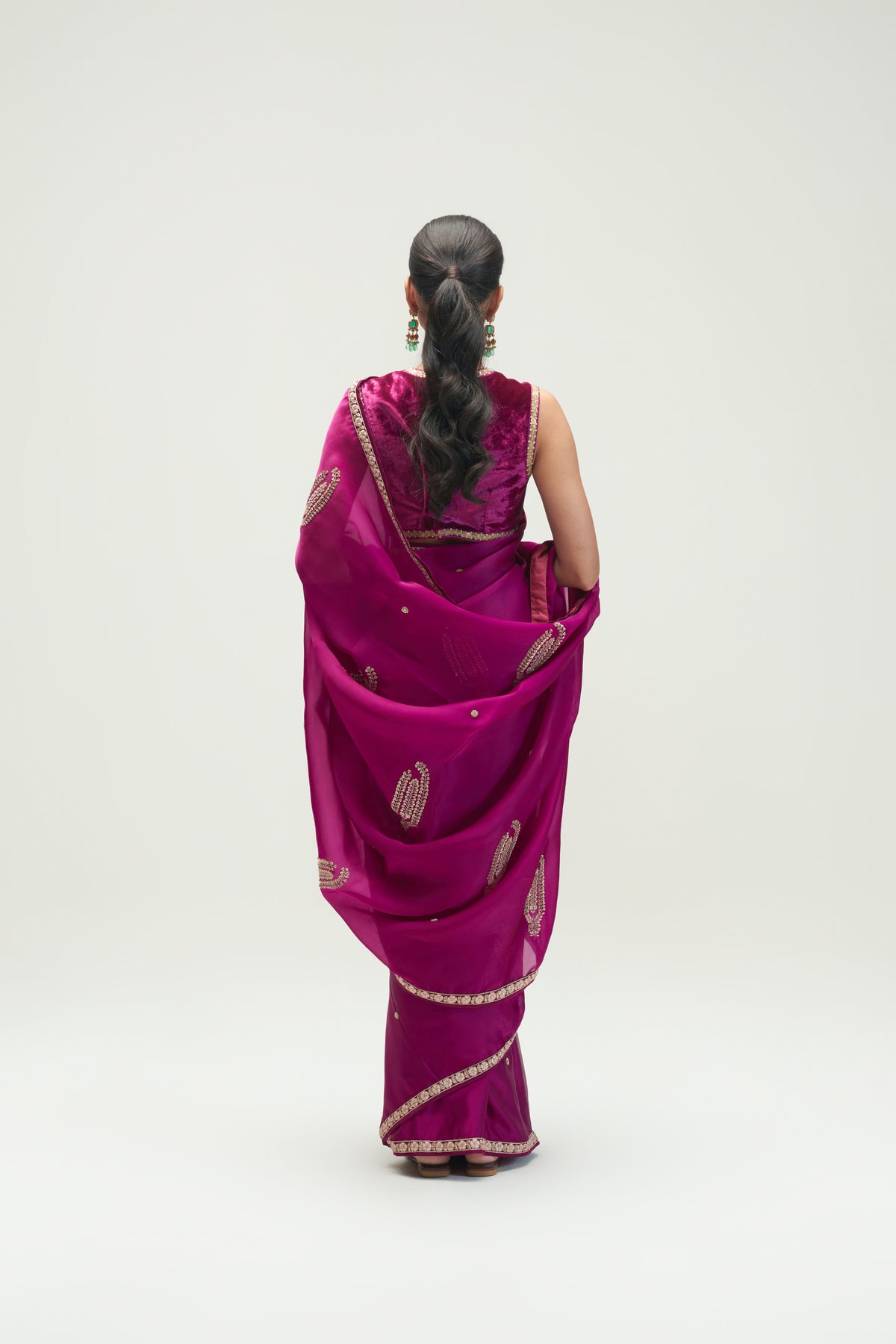 Ambi Buti Embroidered Amethyst Saree