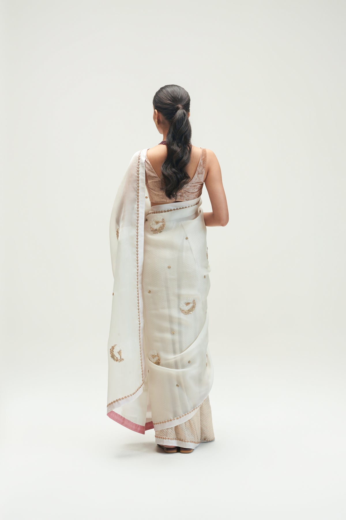 Naaz Sadra Embroidered Natural Saree