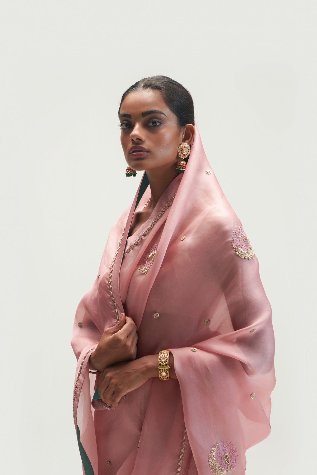 Naaz Sadra Embroidered Pale Pink Saree