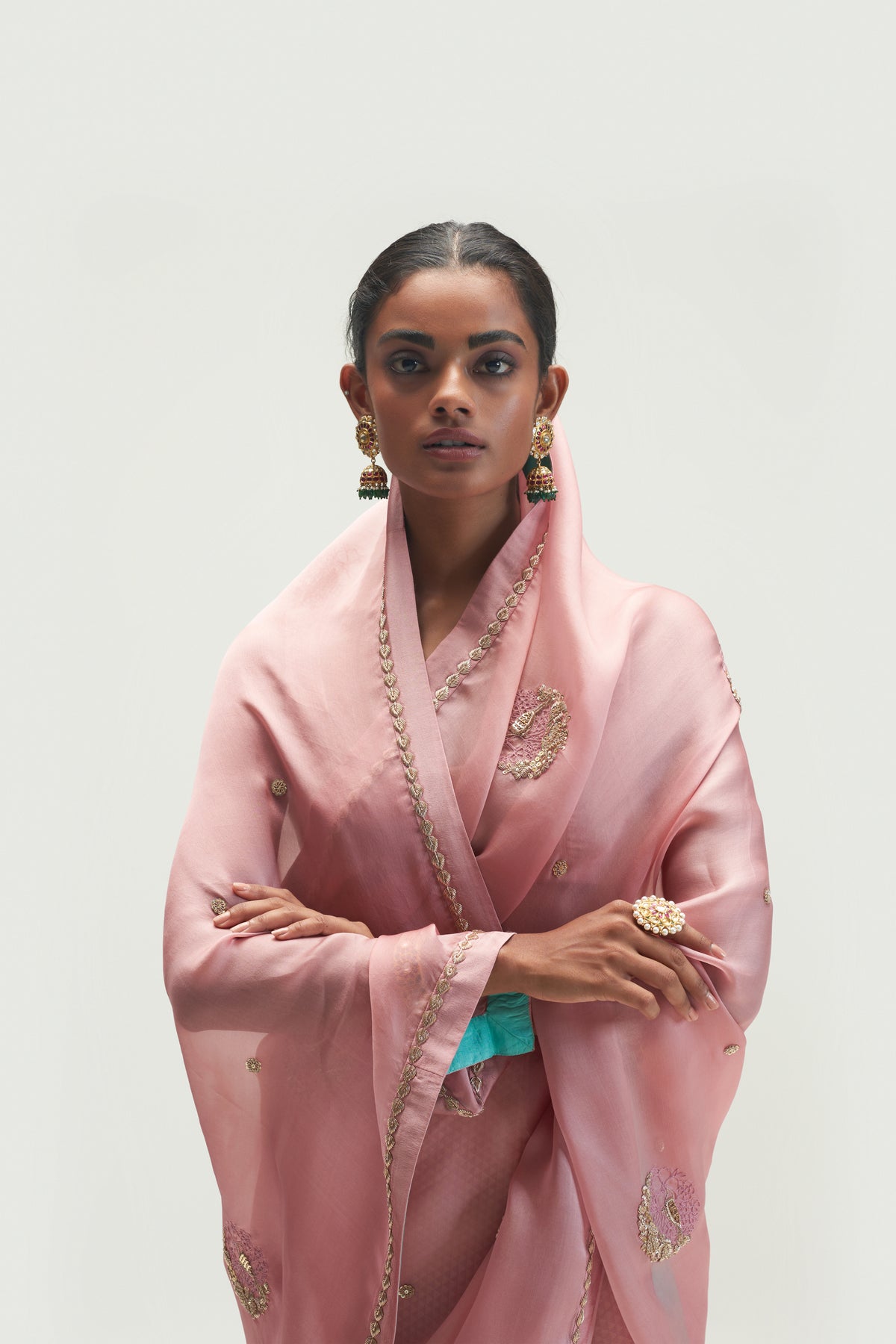 Naaz Sadra Embroidered Pale Pink Saree