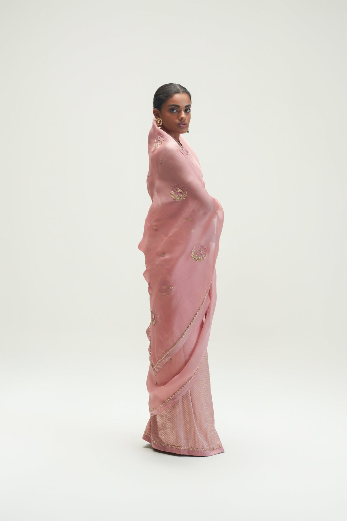 Naaz Sadra Embroidered Pale Pink Saree