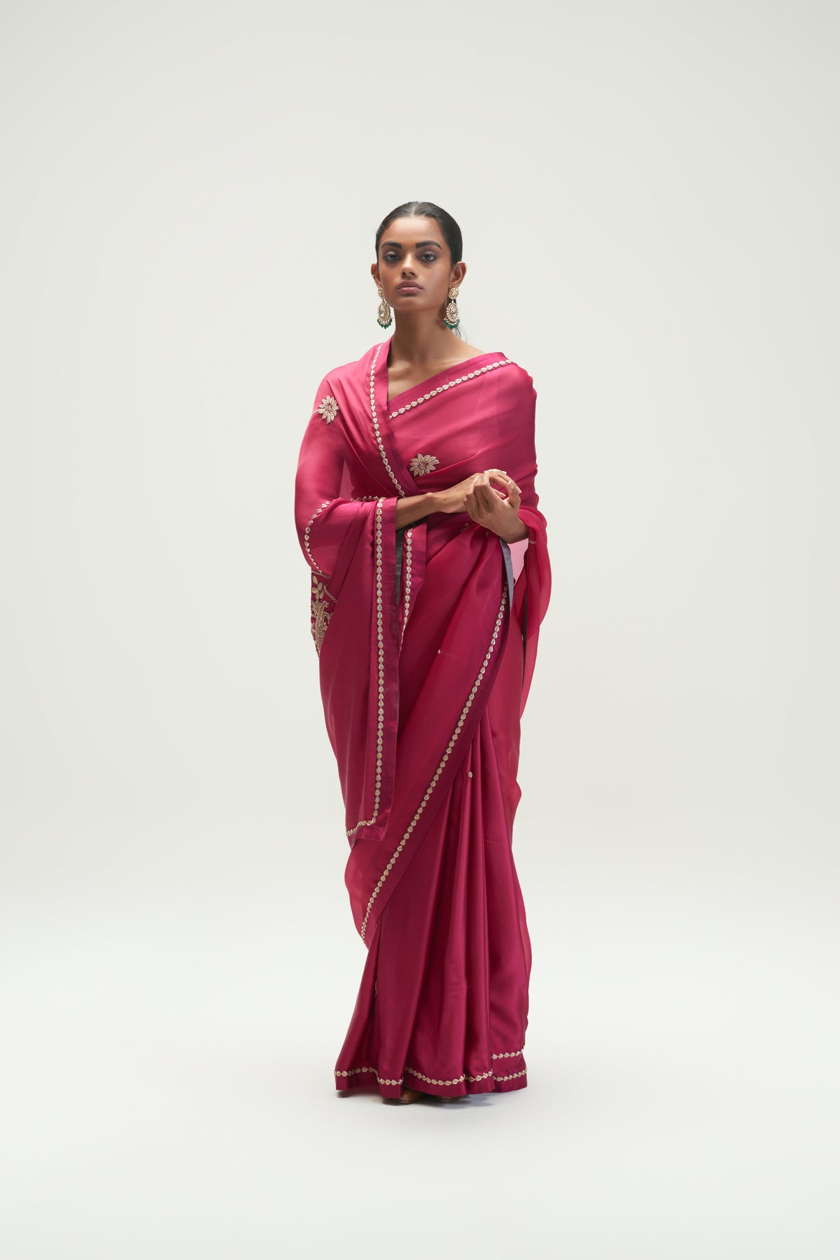 Coconut Palm Embroidered Mulberry Saree