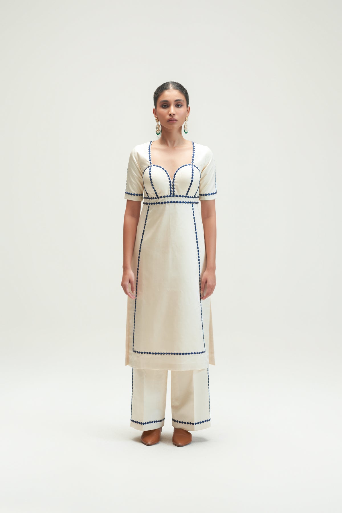 Coconut Sorbet Embroidered Kurta Set