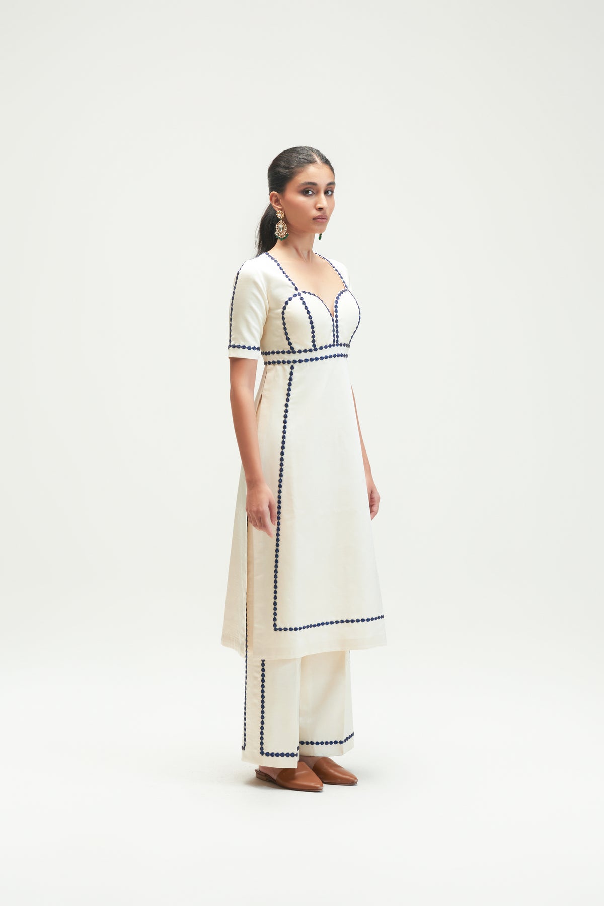 Coconut Sorbet Embroidered Kurta Set