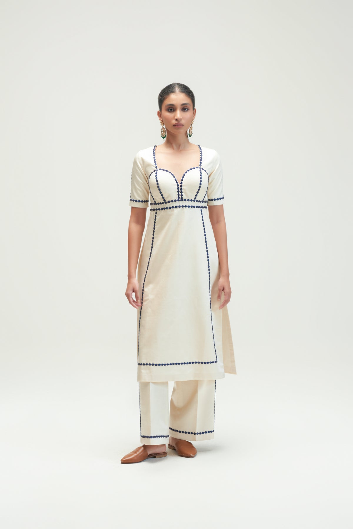 Coconut Sorbet Embroidered Kurta Set