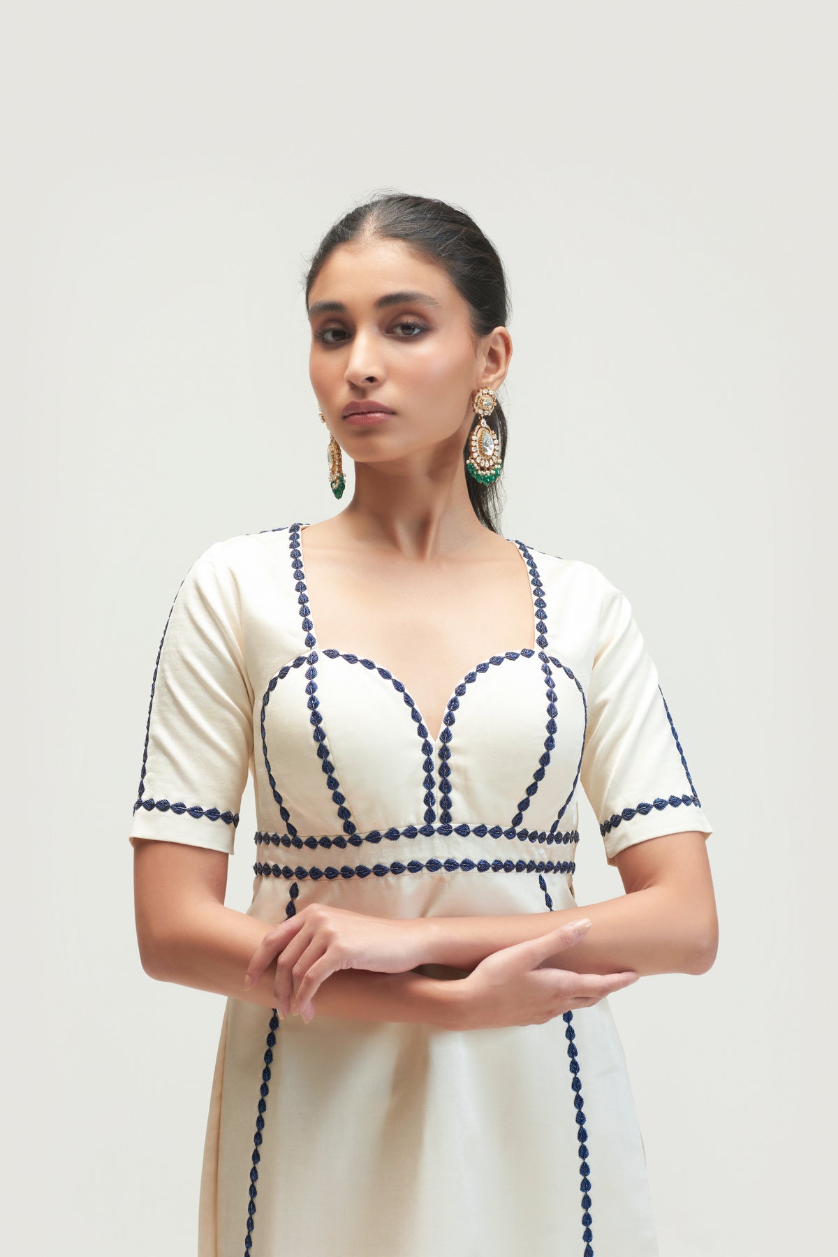 Coconut Sorbet Embroidered Kurta Set