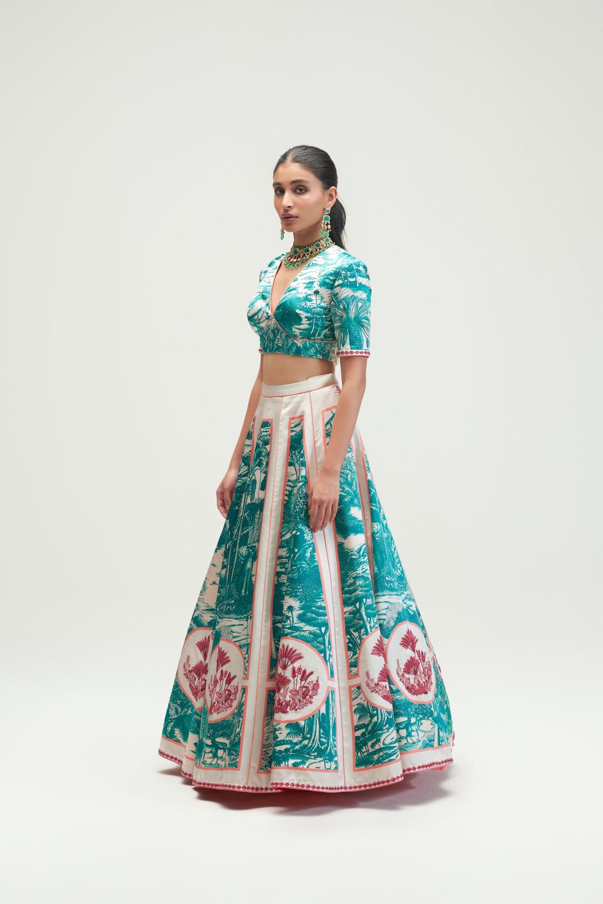 Ranthambore Jade Embroidered Lehenga Set