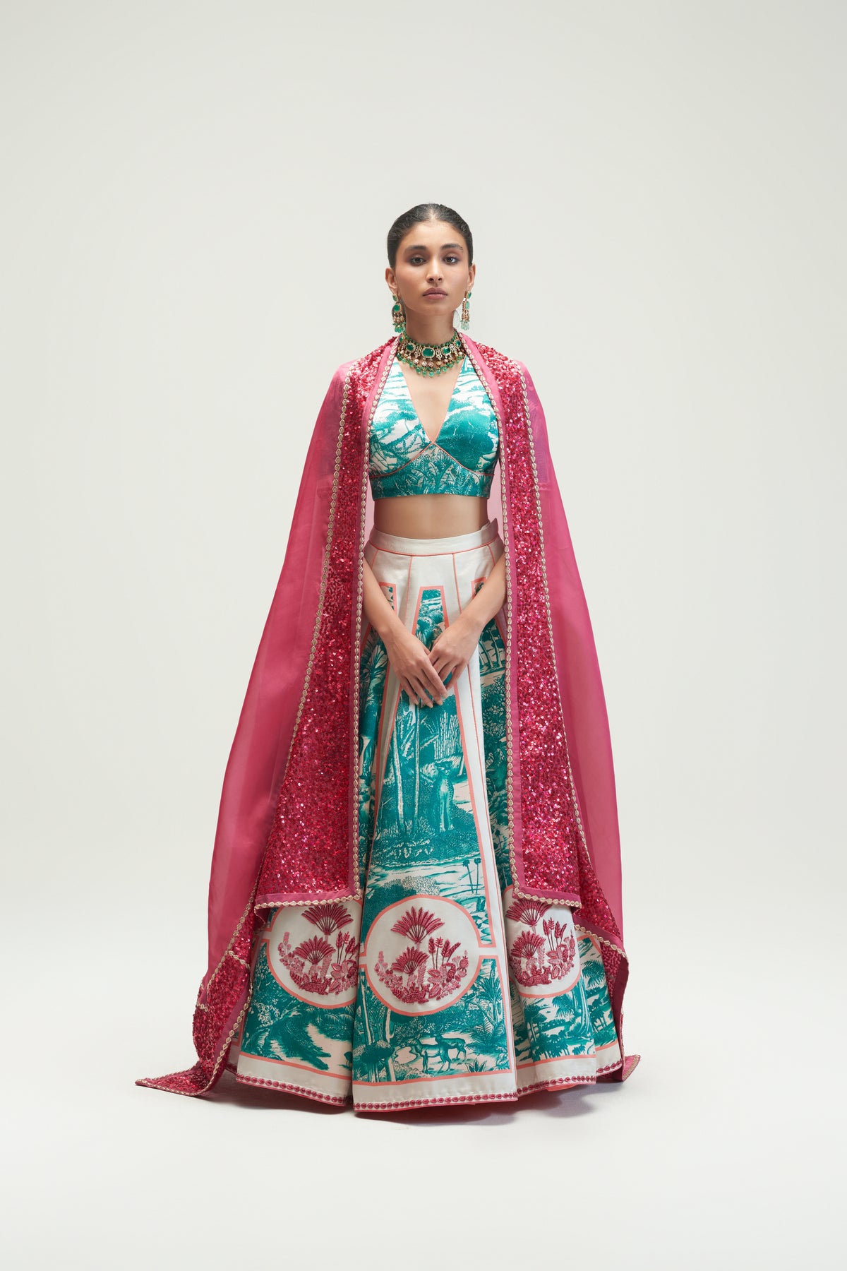 Ranthambore Jade Embroidered Lehenga Set