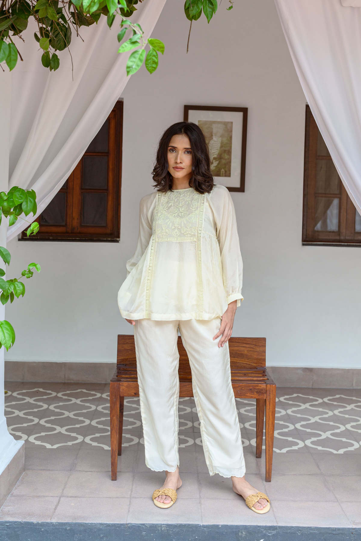 Top With Hand Embroidered Yoke