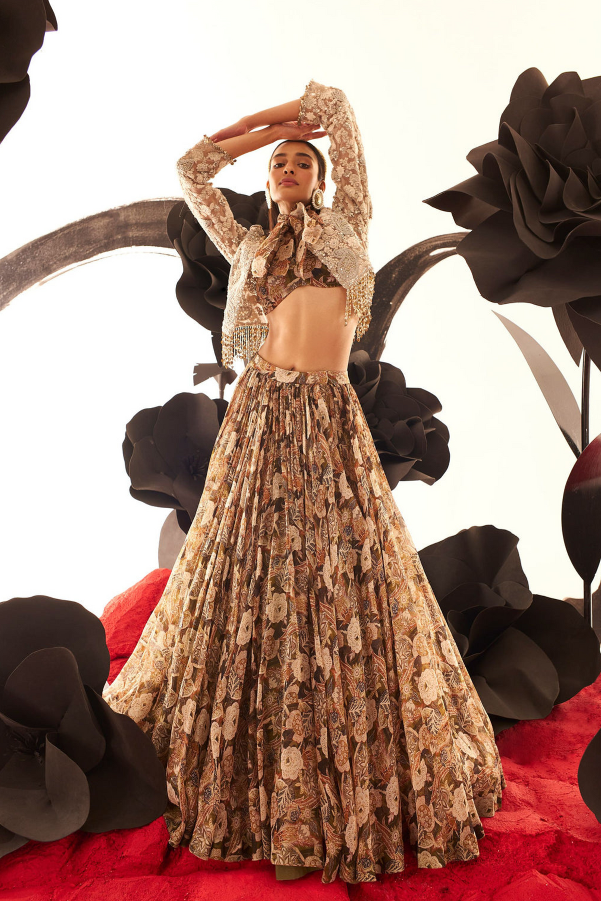 Abstract Floral Lehenga Set