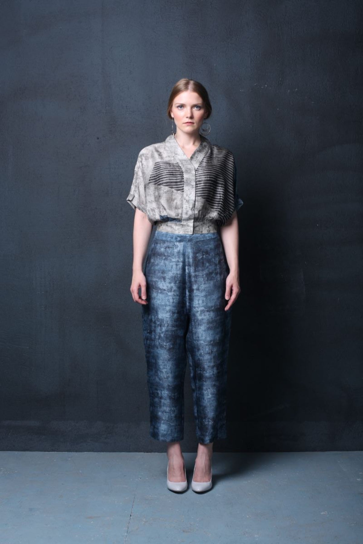 Grey Abstract Geometric Print Co-ord Set