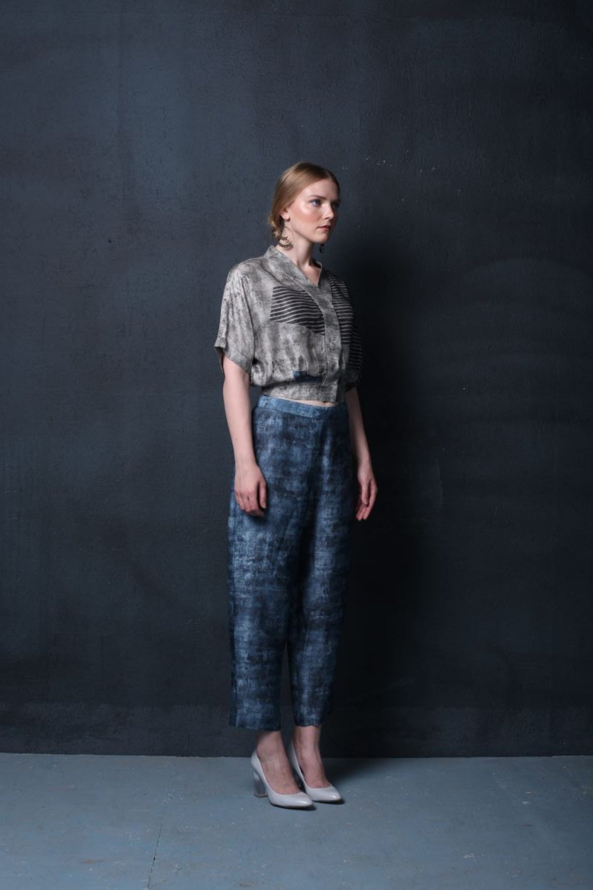 Grey Abstract Geometric Print Co-ord Set