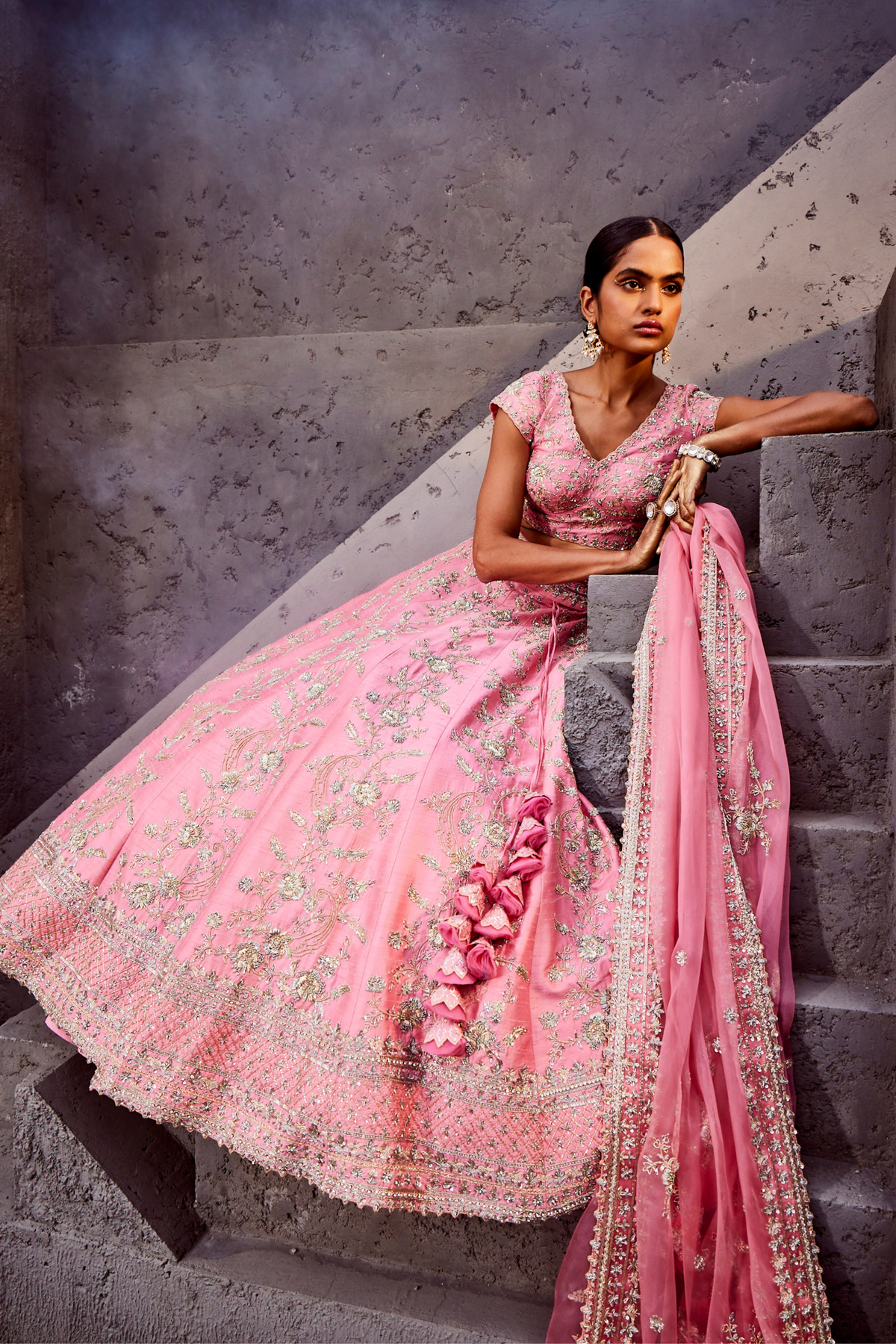 Carnation Pink Creepers Lehenga