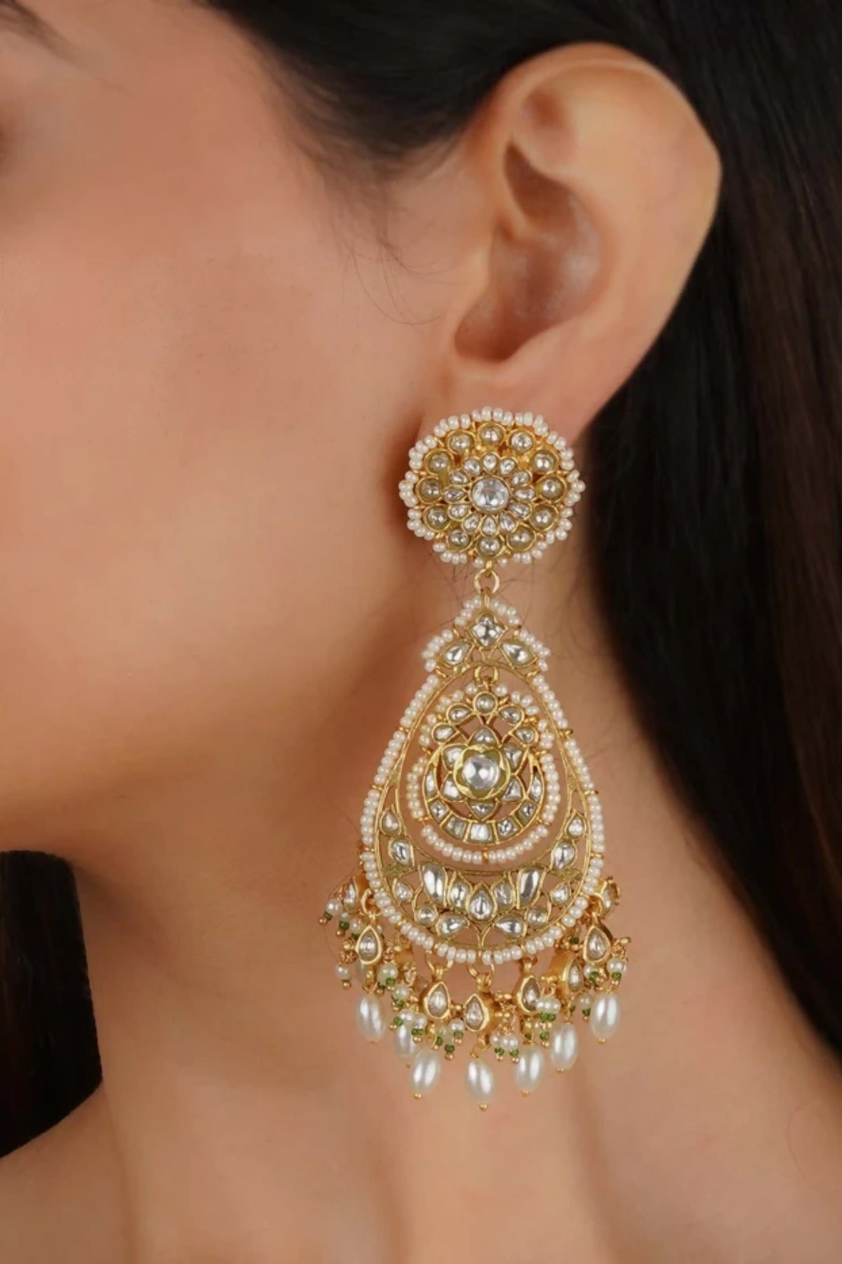 Gold Plated Earrings in White