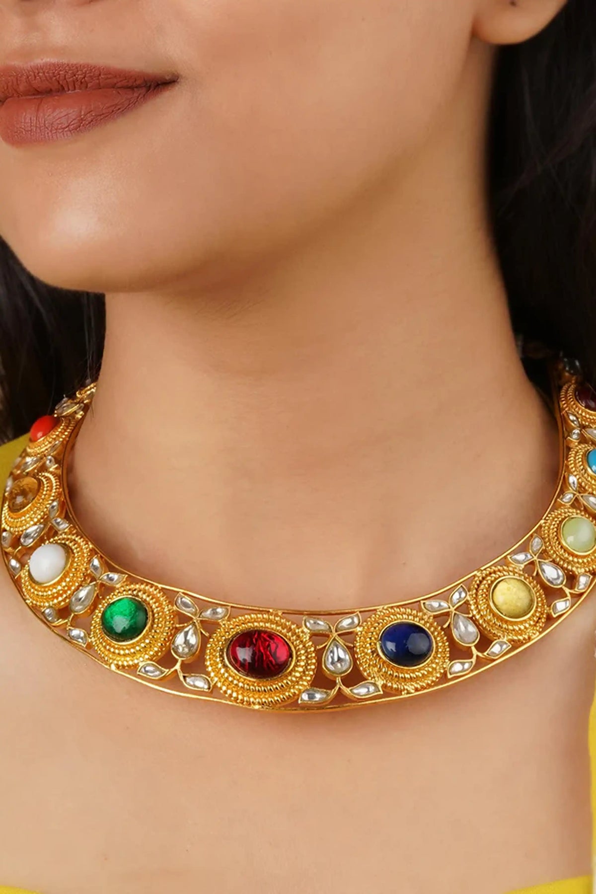 Navratna Gold Plated Necklace