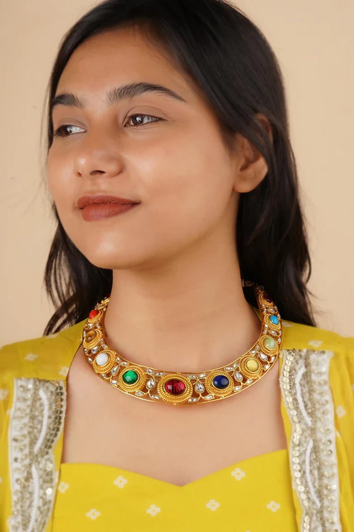 Navratna Gold Plated Necklace