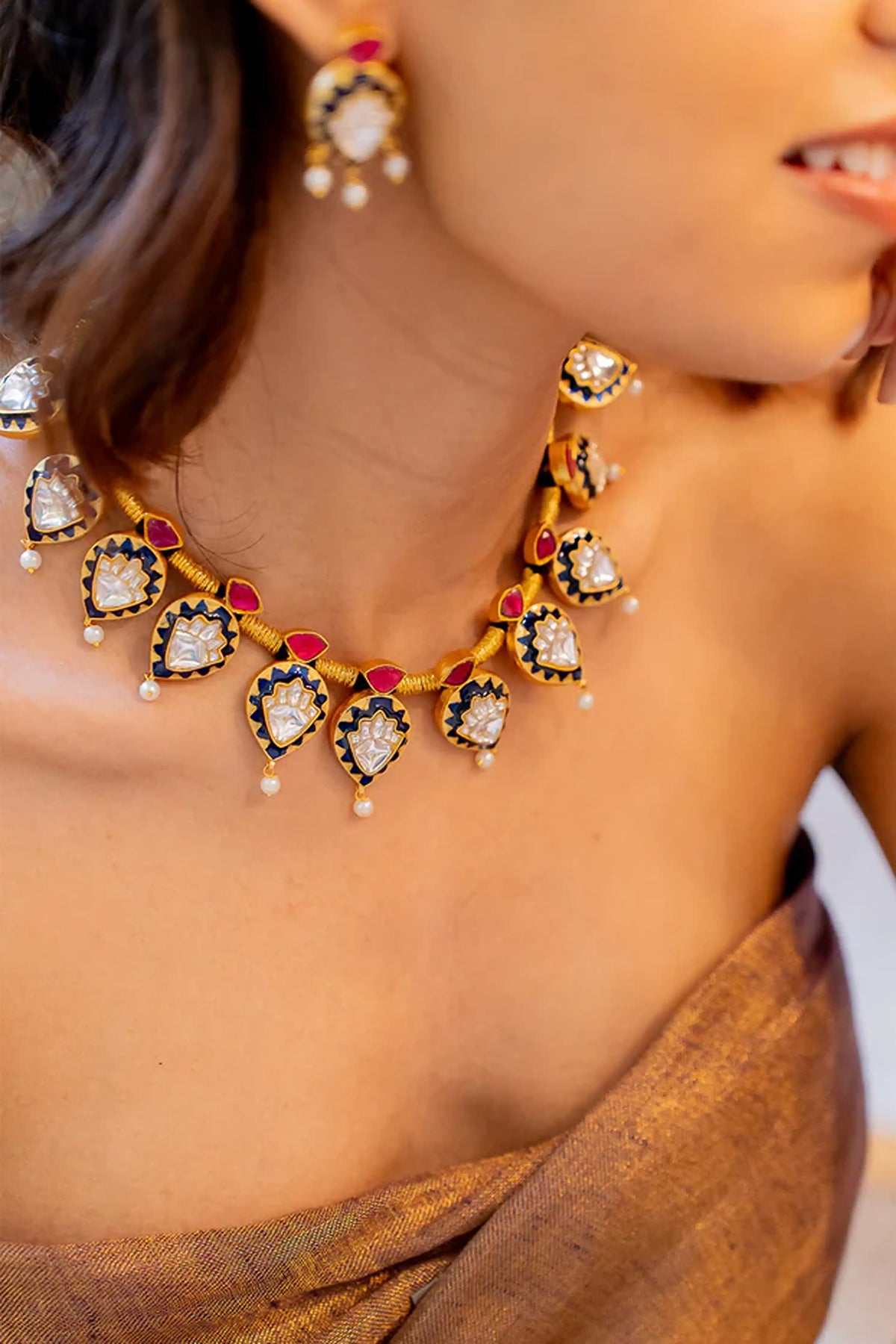 Multicolor Gold Plated Necklace Set