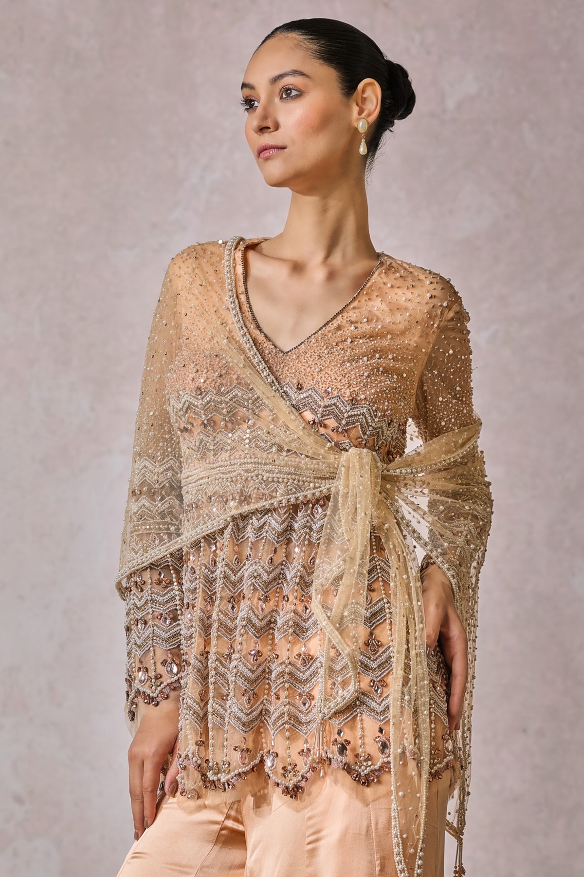 Peach Sharara Set