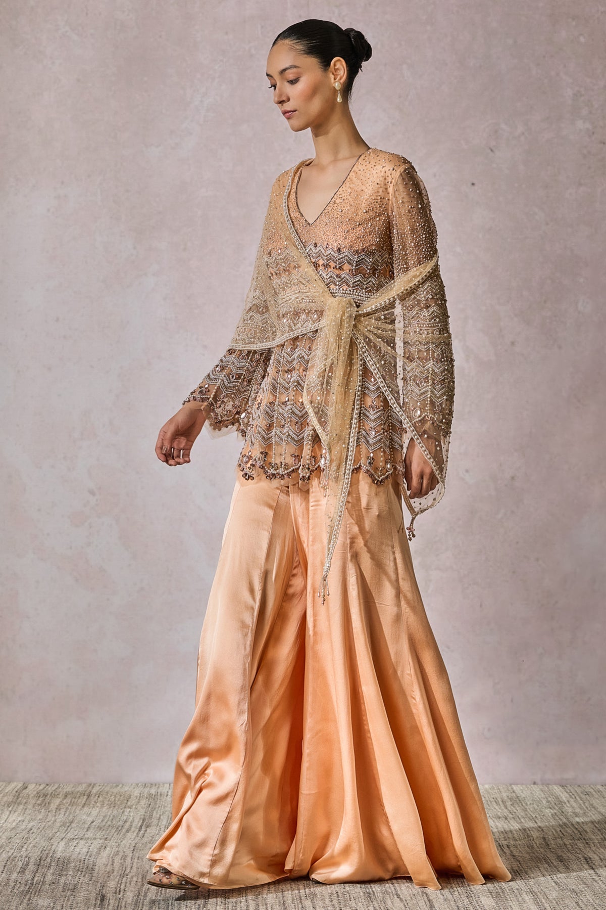 Peach Sharara Set