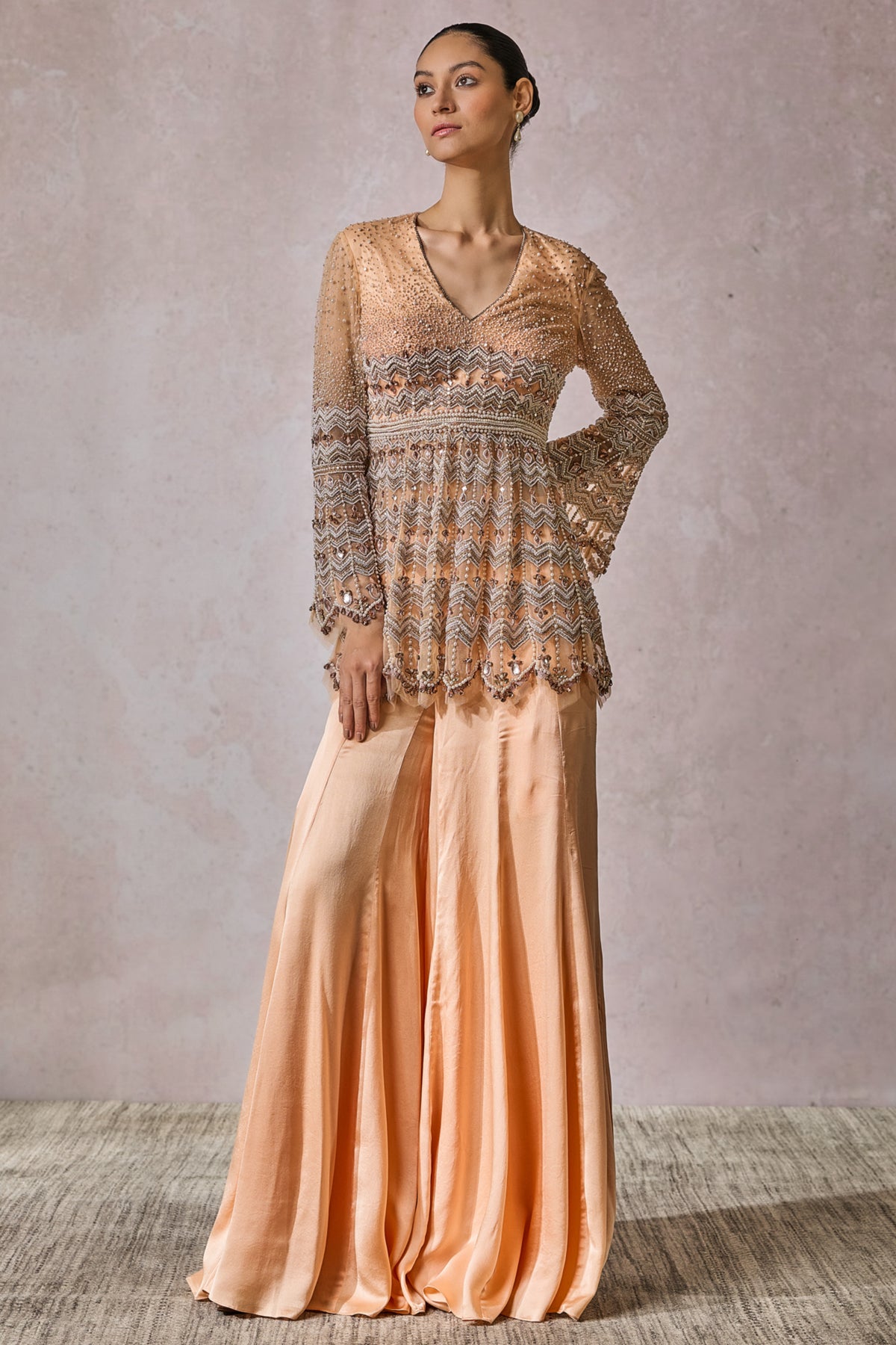Peach Sharara Set