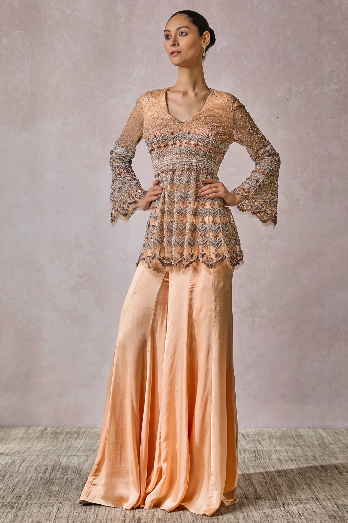 Peach Sharara Set