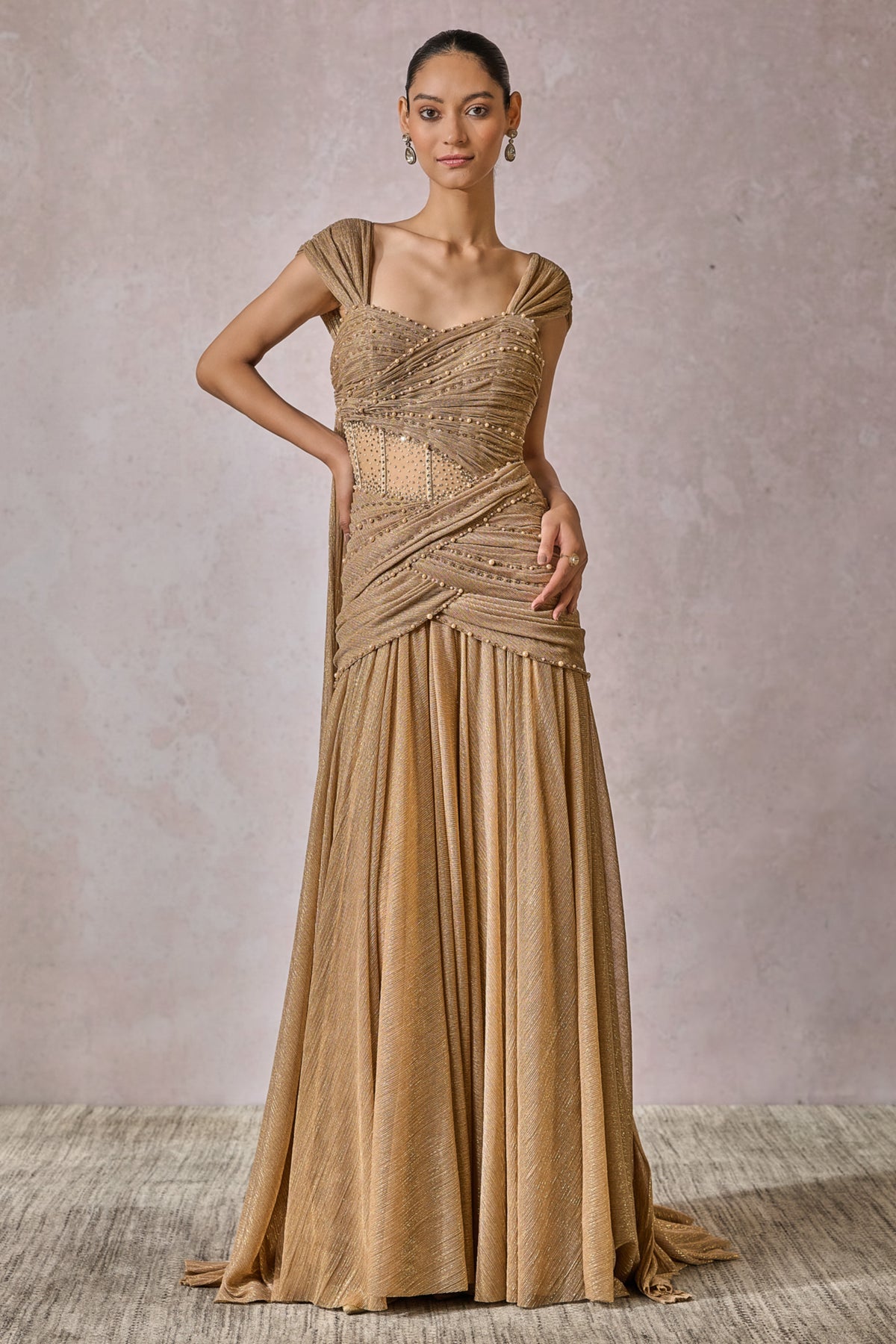 Champagne Gold Fluted Gown
