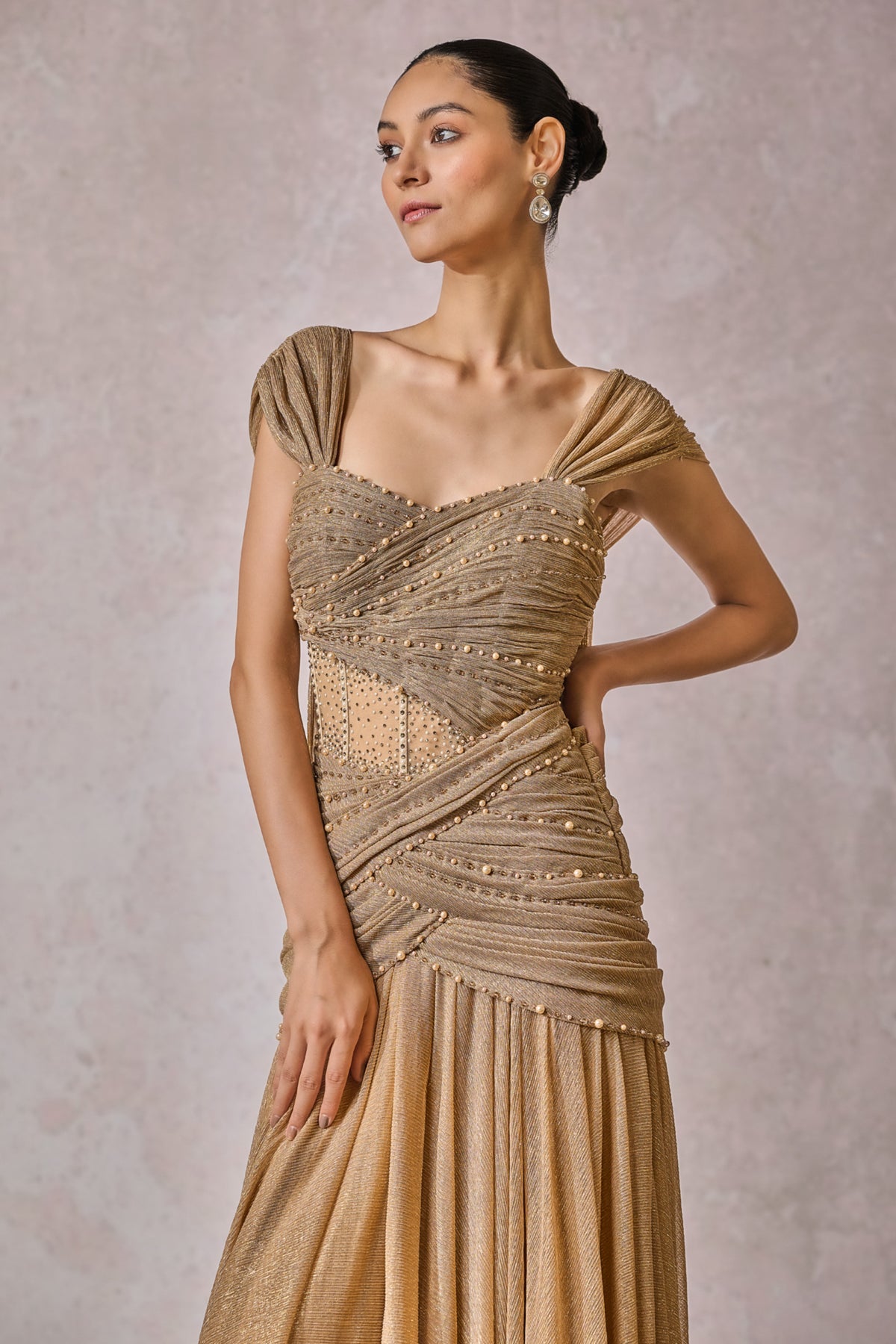 Champagne Gold Fluted Gown