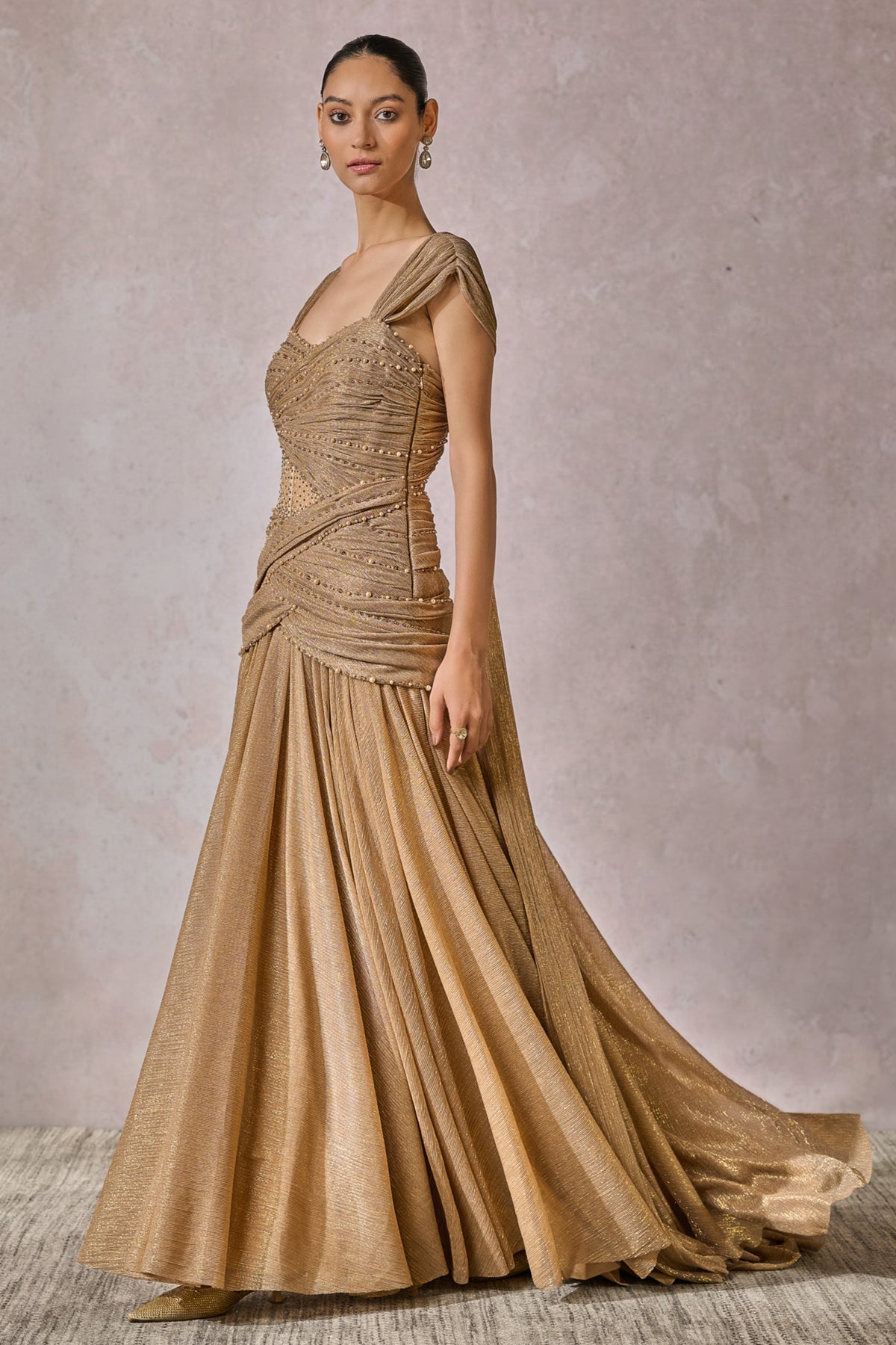 Champagne Gold Fluted Gown