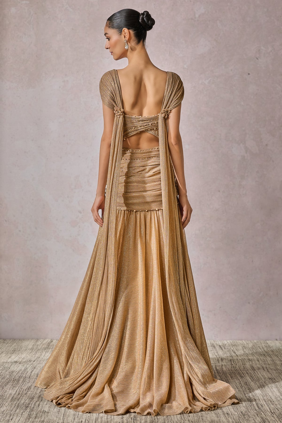 Champagne Gold Fluted Gown