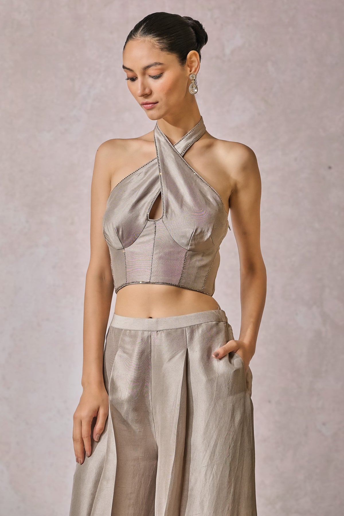 Silver Corset With Trousers