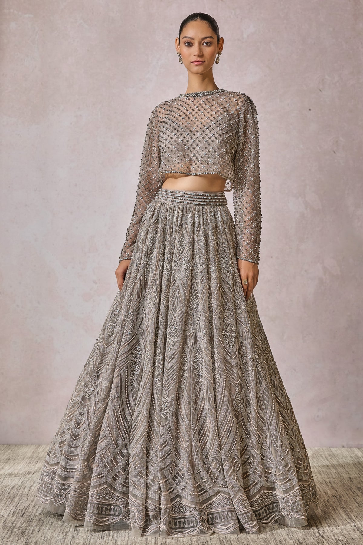 Silver  Panelled Lehenga Set