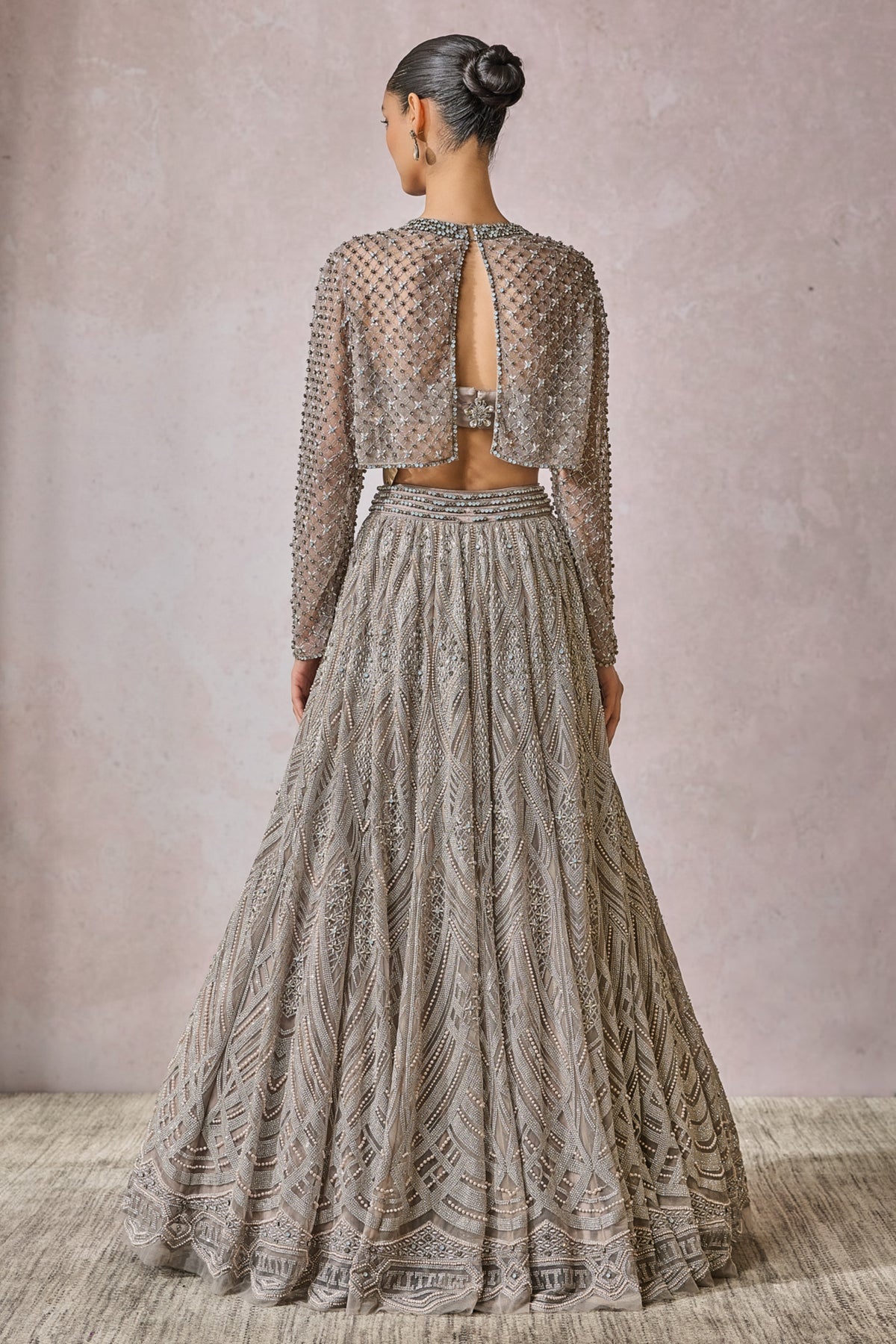 Silver  Panelled Lehenga Set