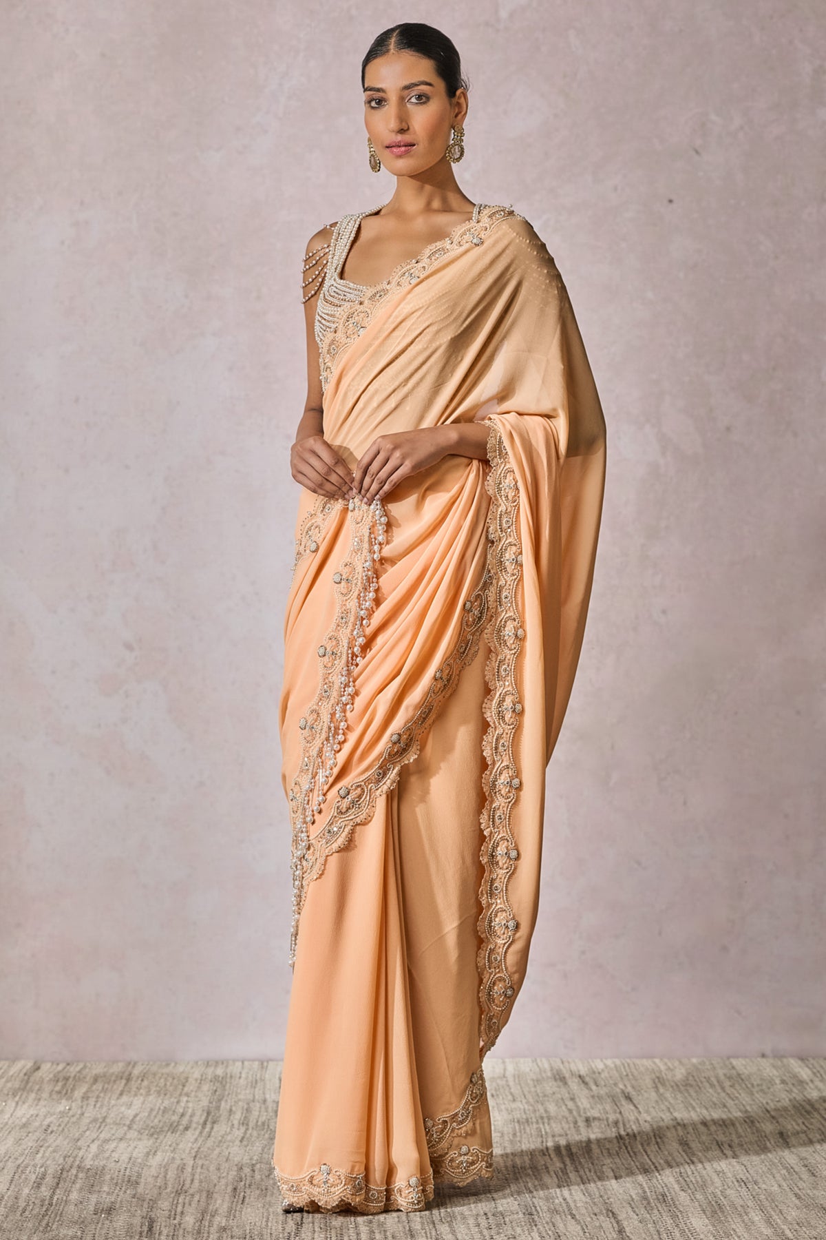 Peach Classic Draped Saree