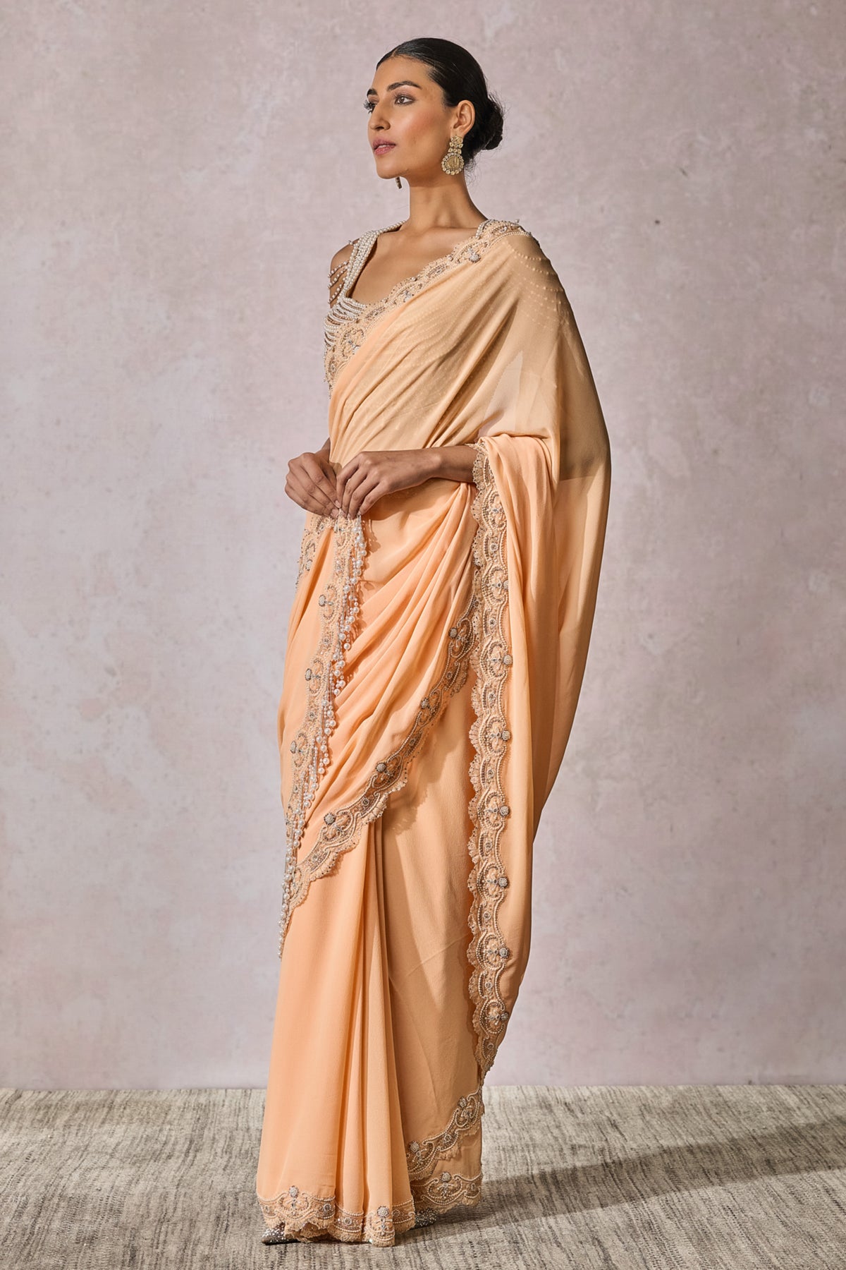 Peach Classic Draped Saree